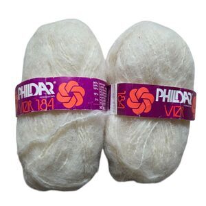 Phildar Vizir 184 36% Mohair Yarn Skeins Made in France White Set Vintage New